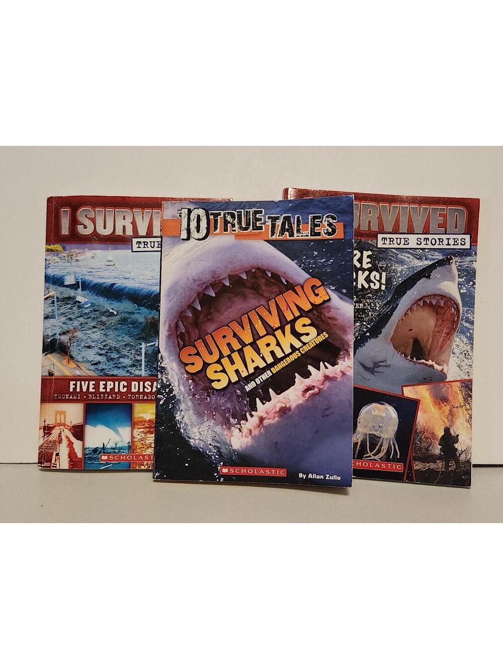 I Survived 4 Book Lot - Nature Attacks, Five Epic Disasters, Surviving Sharks, +